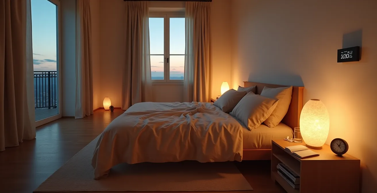 Camera da letto italiana con ambiente ottimizzato per il sonno profondo e il recupero psicofisico