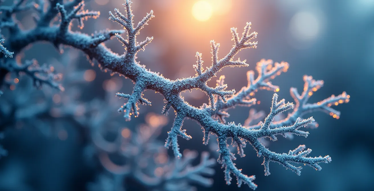 Rappresentazione artistica dei cambiamenti neuroplastici nel cervello durante la meditazione