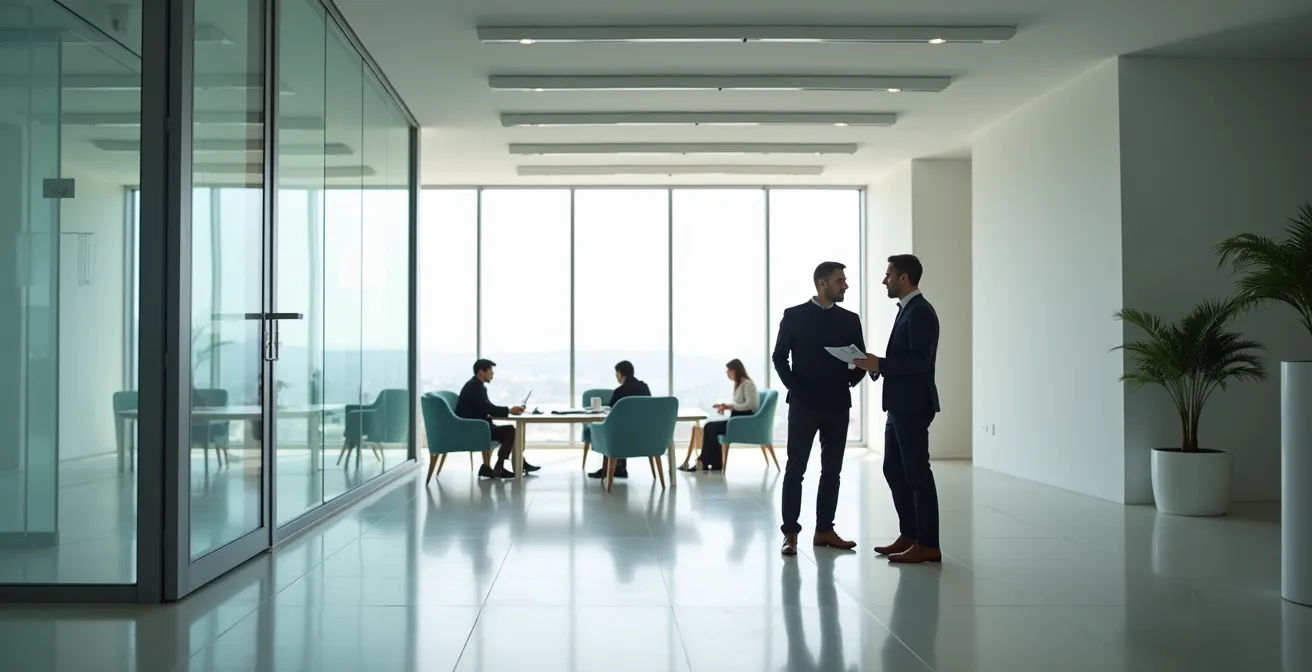 Sessione di coaching one-to-one tra manager senior e coach su strategia IA