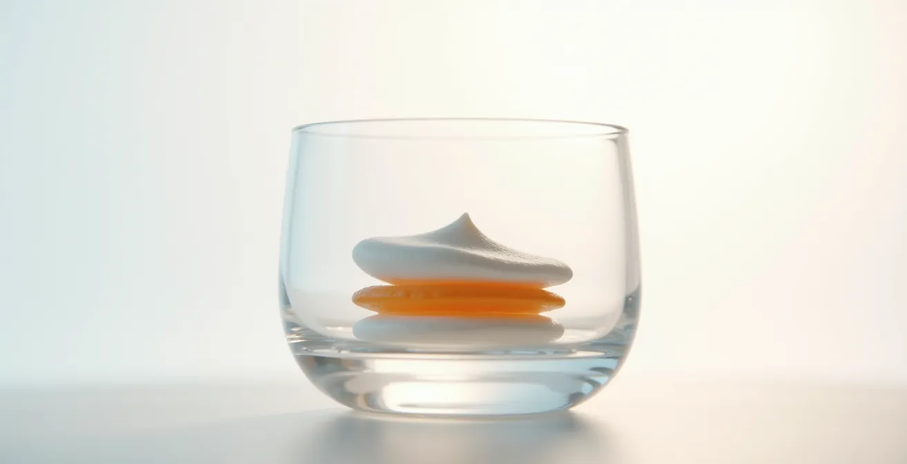 Vista laterale di strati cosmetici sovrapposti che mostrano il metodo sandwich