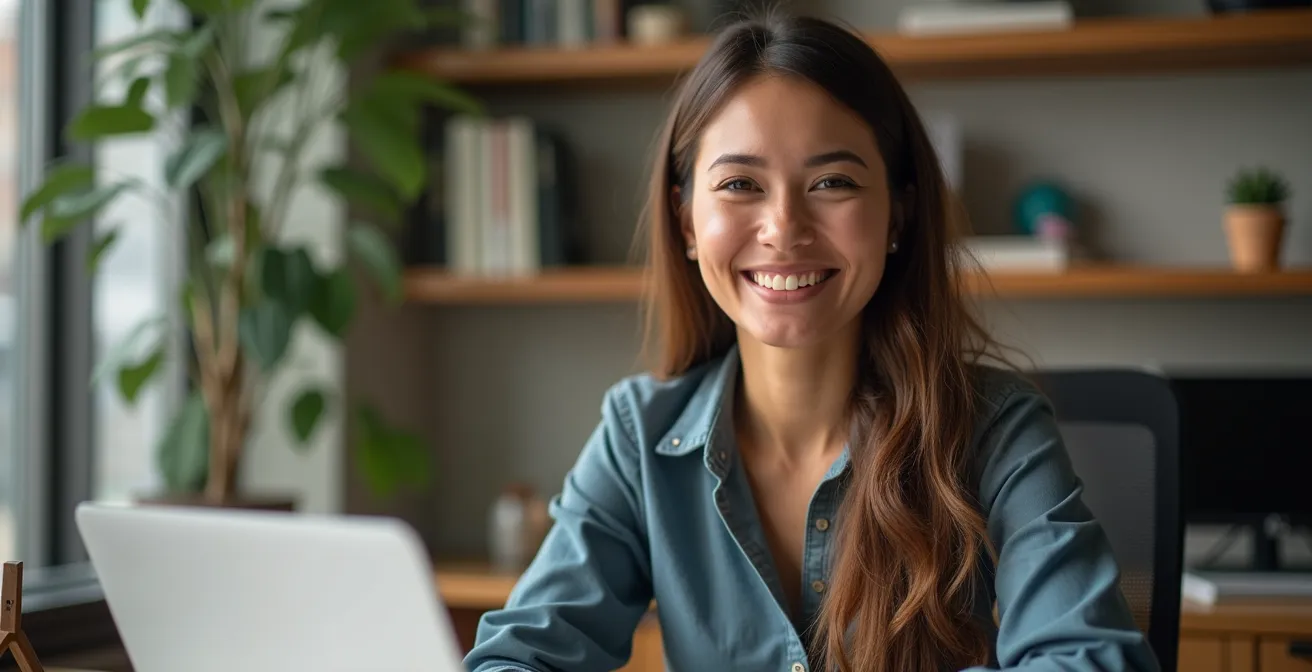 Setup professionale per videochiamata con sfondo curato