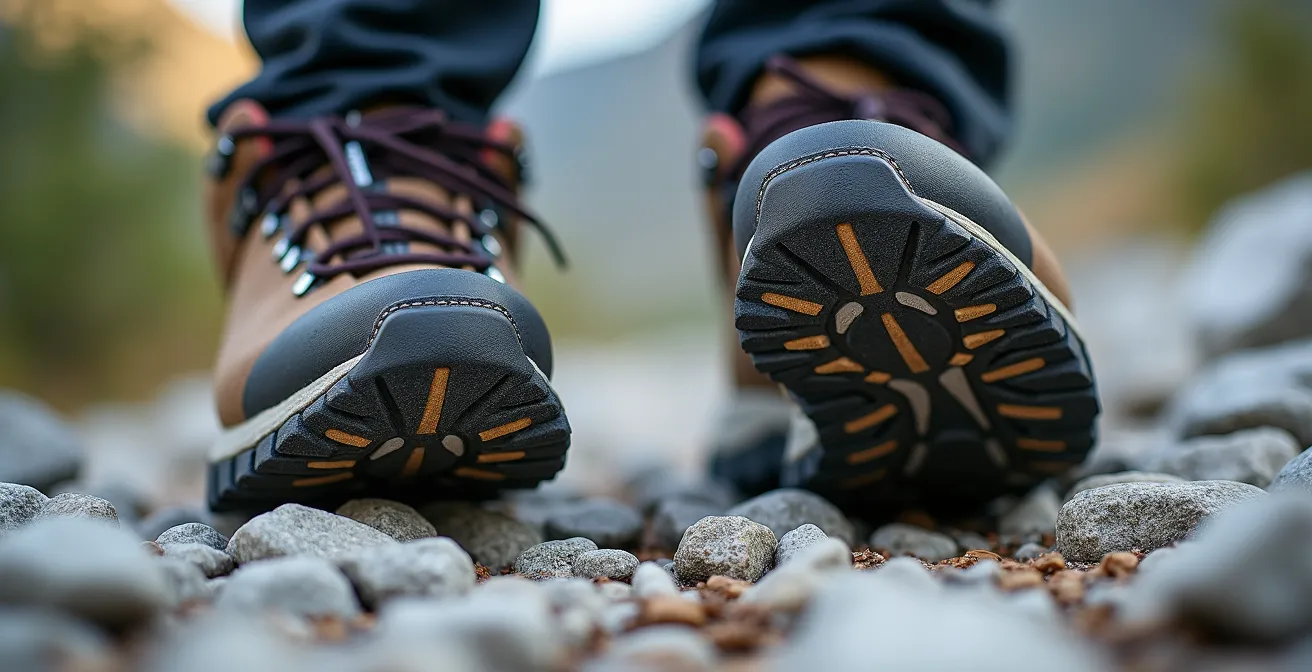 Confronto tra scarpone da montagna e scarpa da trail su terreno roccioso dolomitico