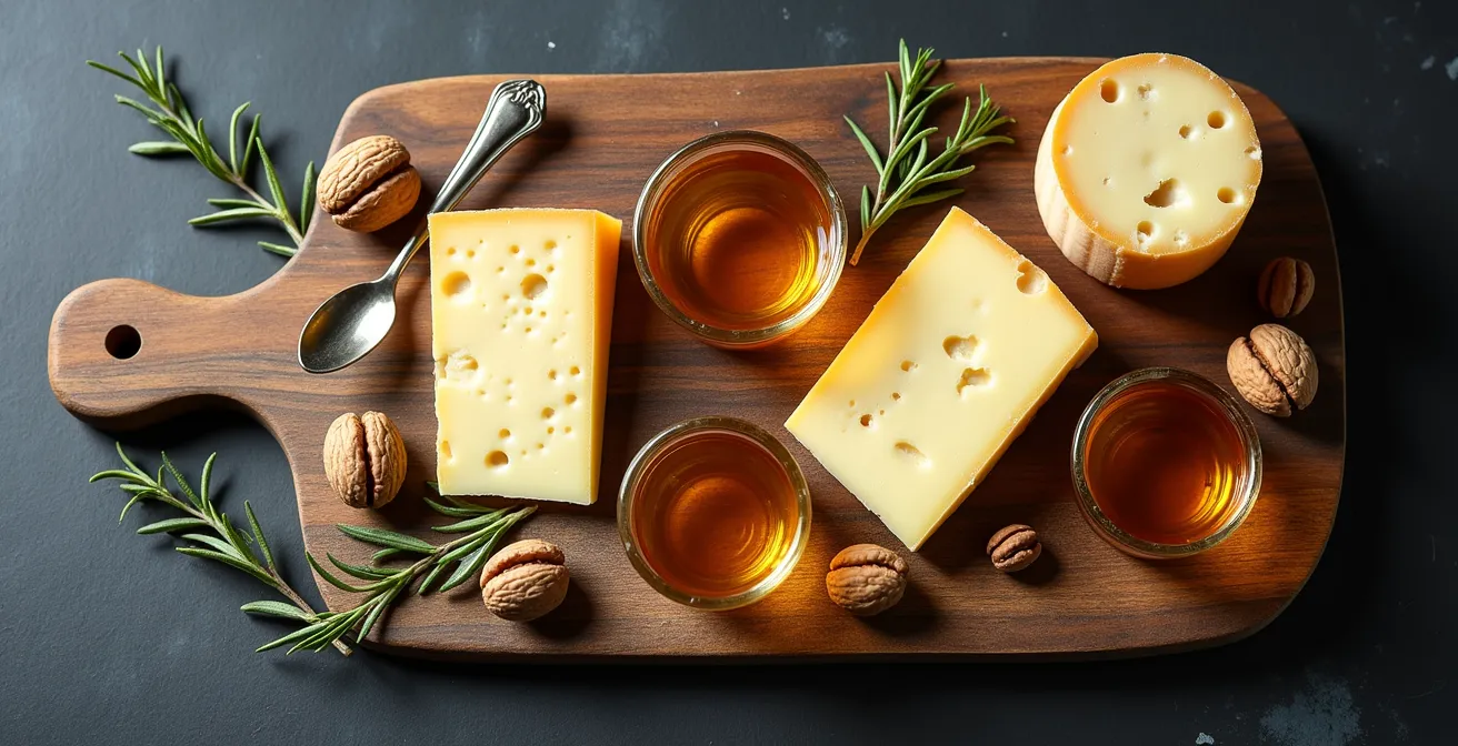 Tagliere di formaggi stagionati italiani con mieli artigianali